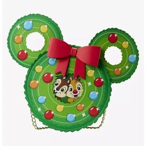 Disney Green Chip and Dale Bag with Red Bow